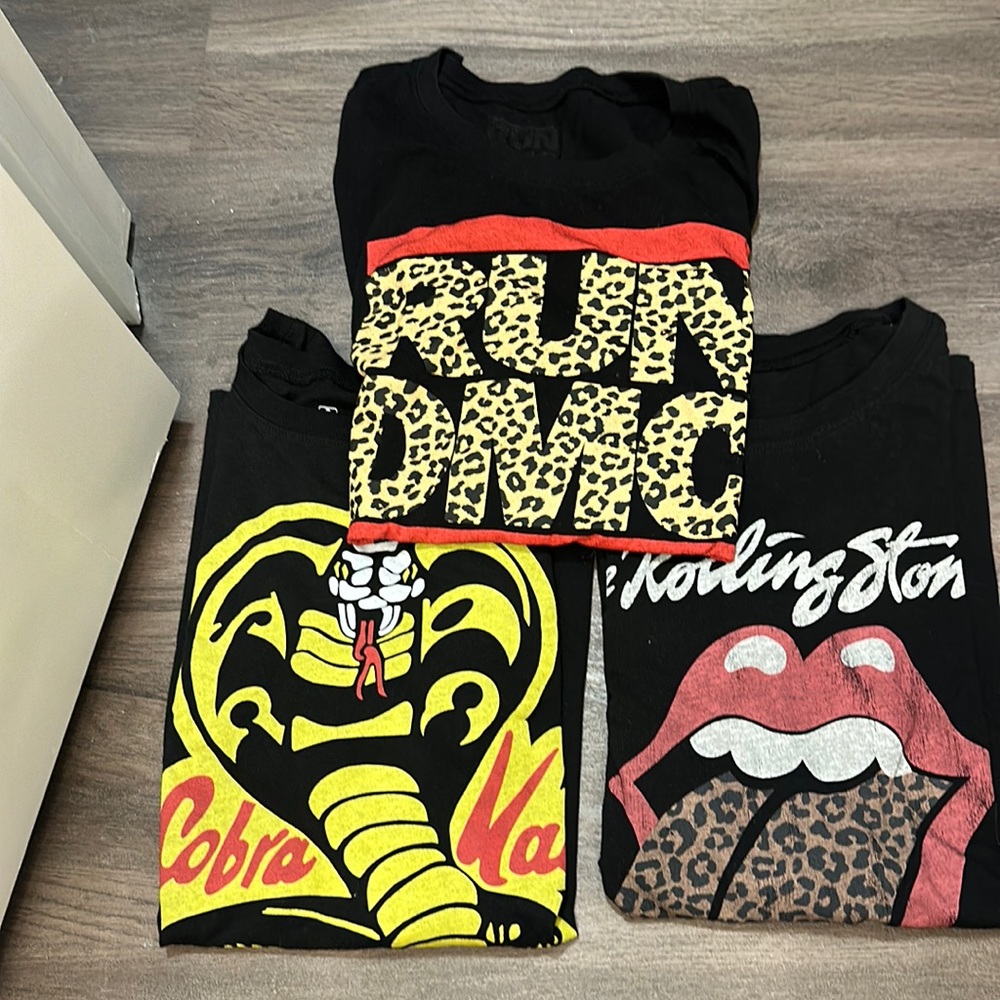 Torrid Rolling Stones, Cobra Kai, Run DMC Size 2 Tshirts.